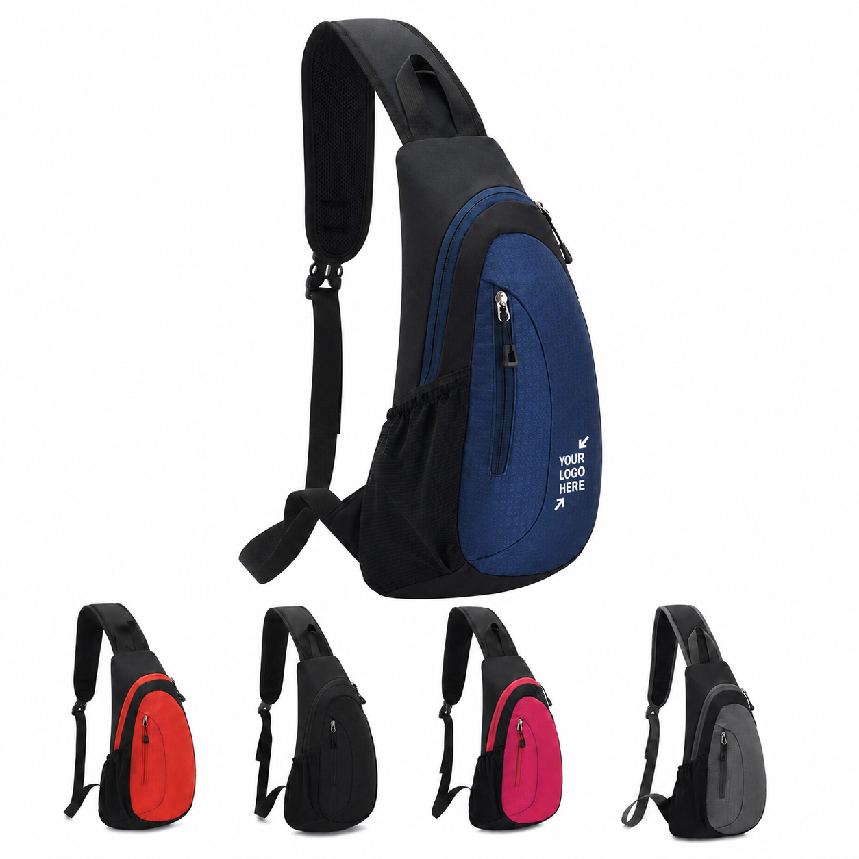 Lightweight Waterproof Polyester Sling Crossbody Bag With Bottle Holder