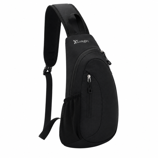 Lightweight Waterproof Polyester Sling Crossbody Bag With Bottle Holder