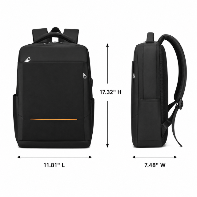 Men's Business Travel Backpack With USB Charging Interface And Laptop Storage