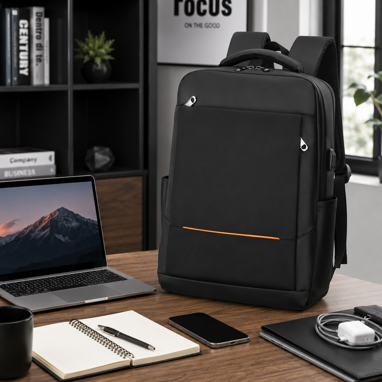 Men's Business Travel Backpack With USB Charging Interface And Laptop Storage