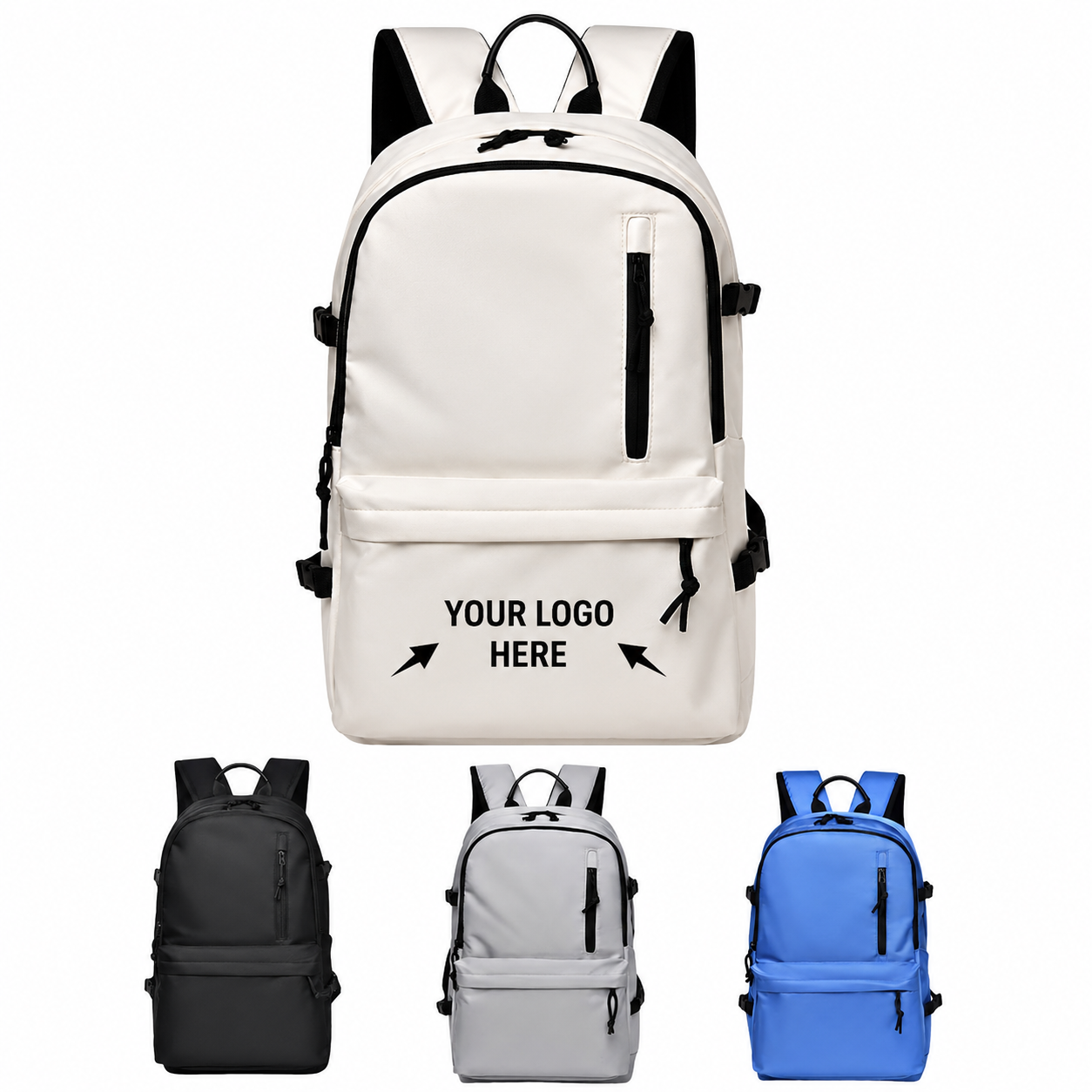 Multi Functional Laptop Backpack With Front Zip Pockets