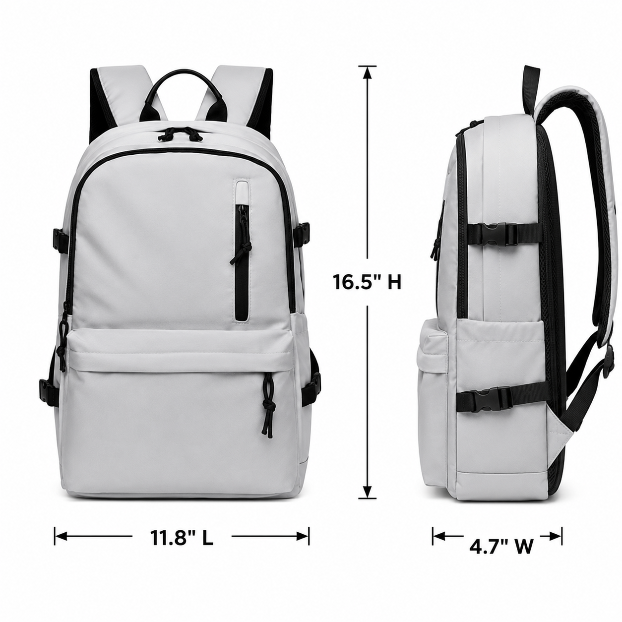 Multi Functional Laptop Backpack With Front Zip Pockets
