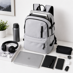 Multi Functional Laptop Backpack With Front Zip Pockets