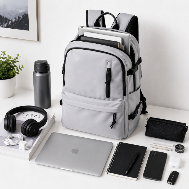 Multi Functional Laptop Backpack With Front Zip Pockets