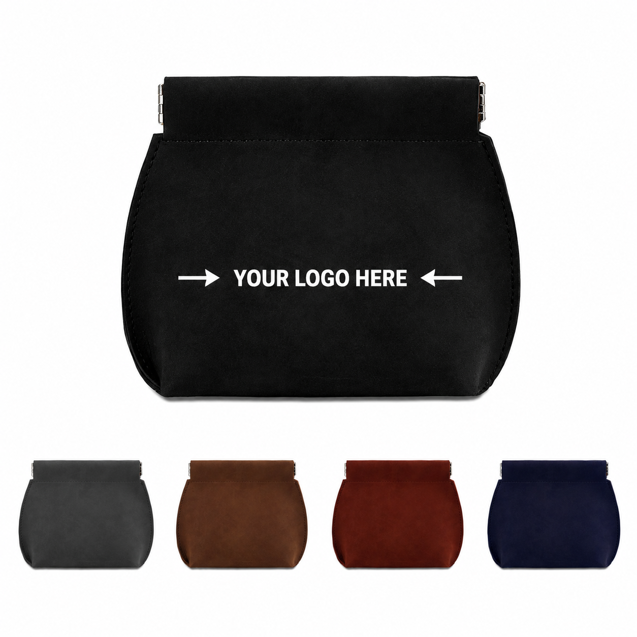 PU Leather Spring Closure Storage Pouch