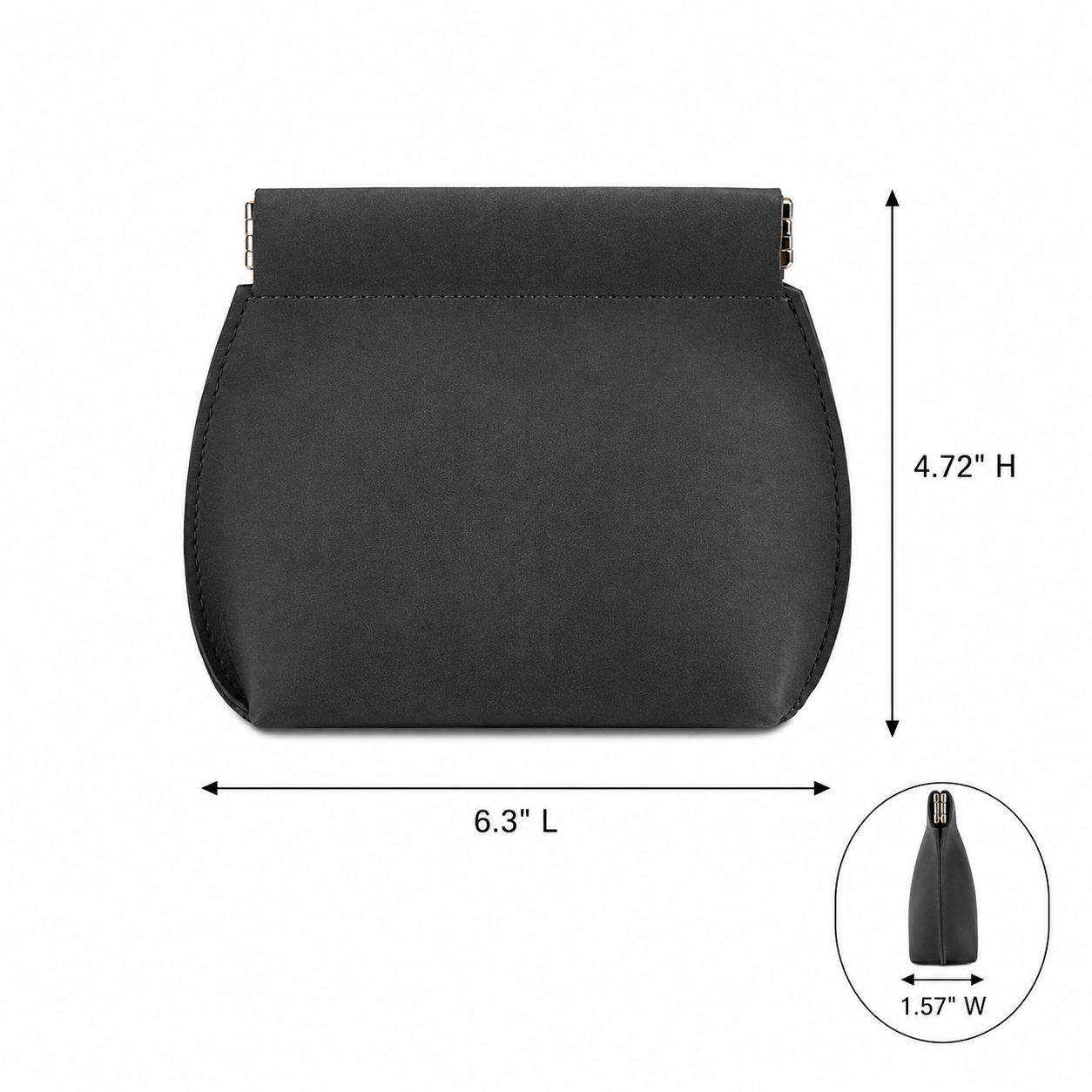 PU Leather Spring Closure Storage Pouch