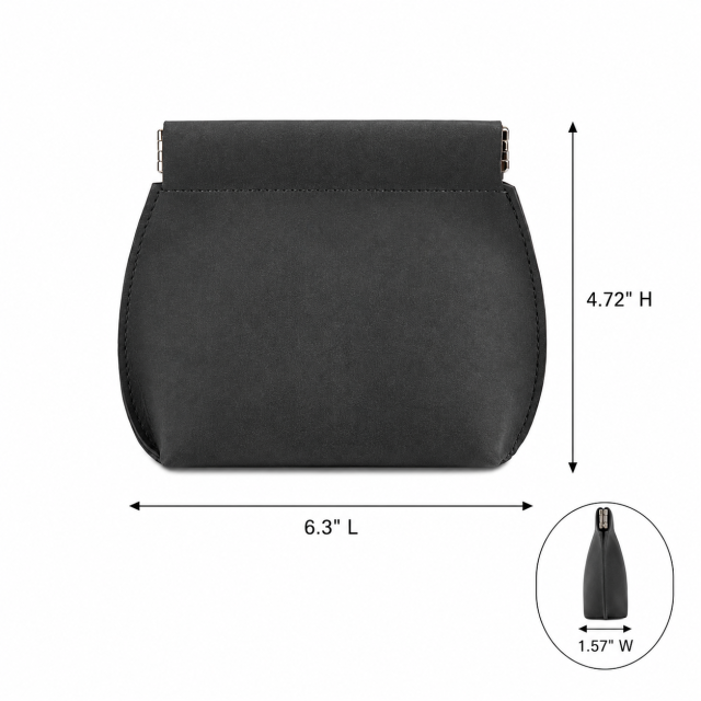 PU Leather Spring Closure Storage Pouch