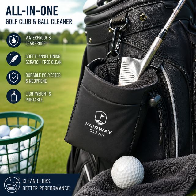 Portable Golf Club And Ball Cleaning Bag With Waterproof Design