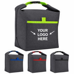 Roll Top Insulated Heathered Lunch Cooler Bag