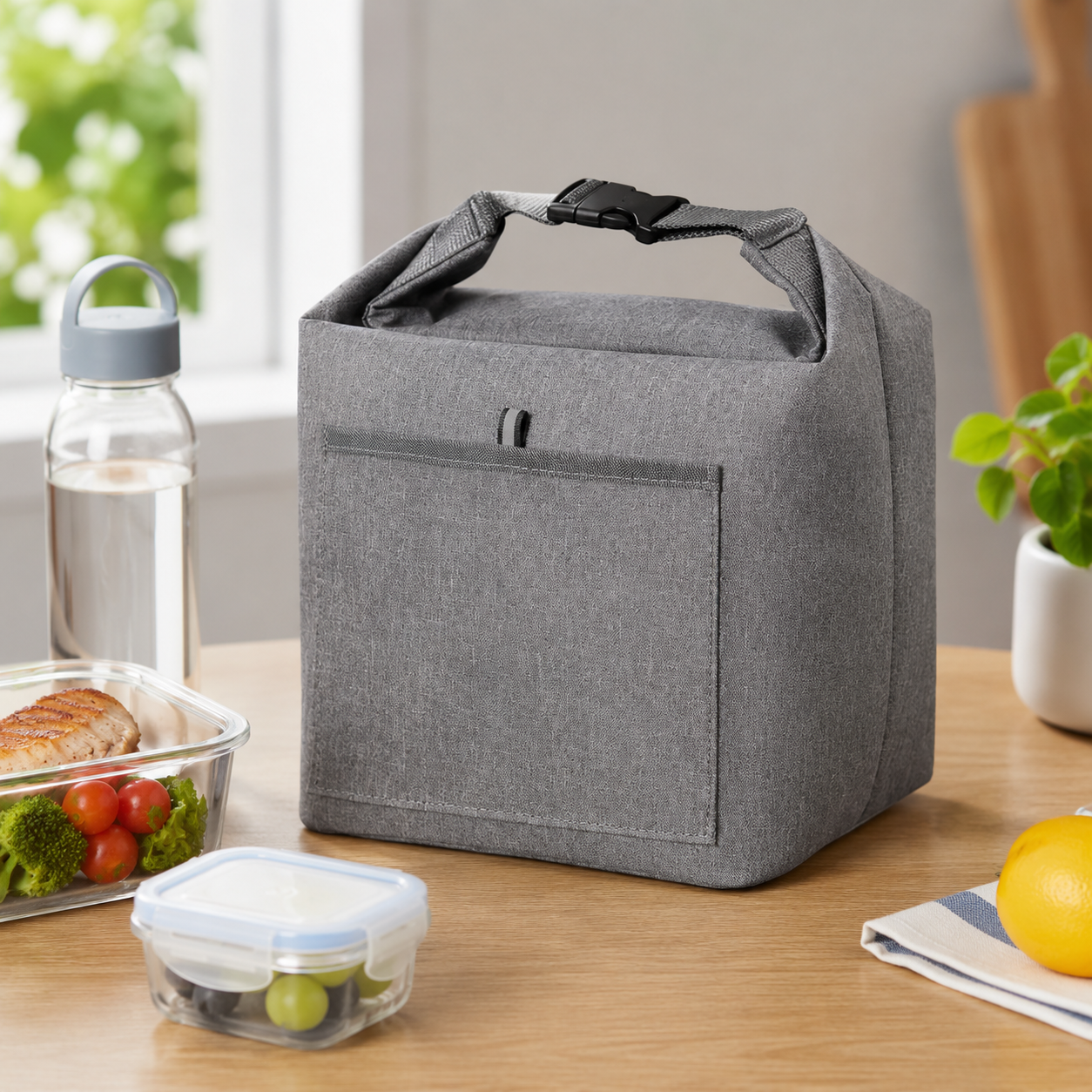 Roll Top Oxford Insulated Lunch Bag