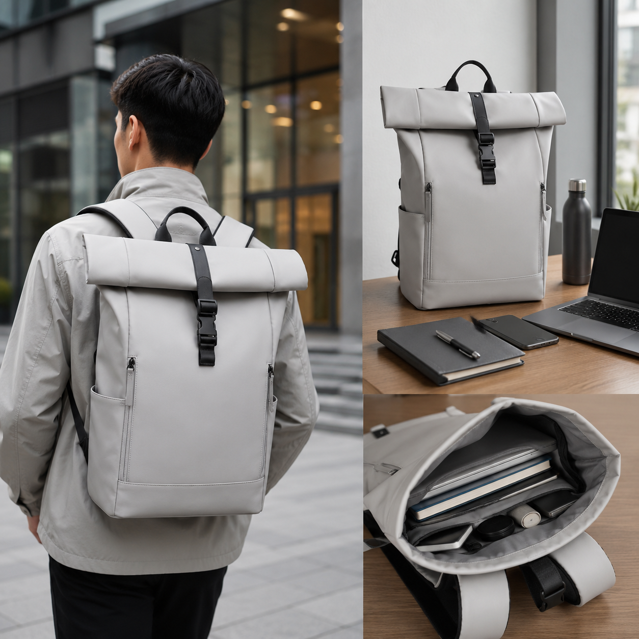Roll Top Waterproof Laptop Backpack