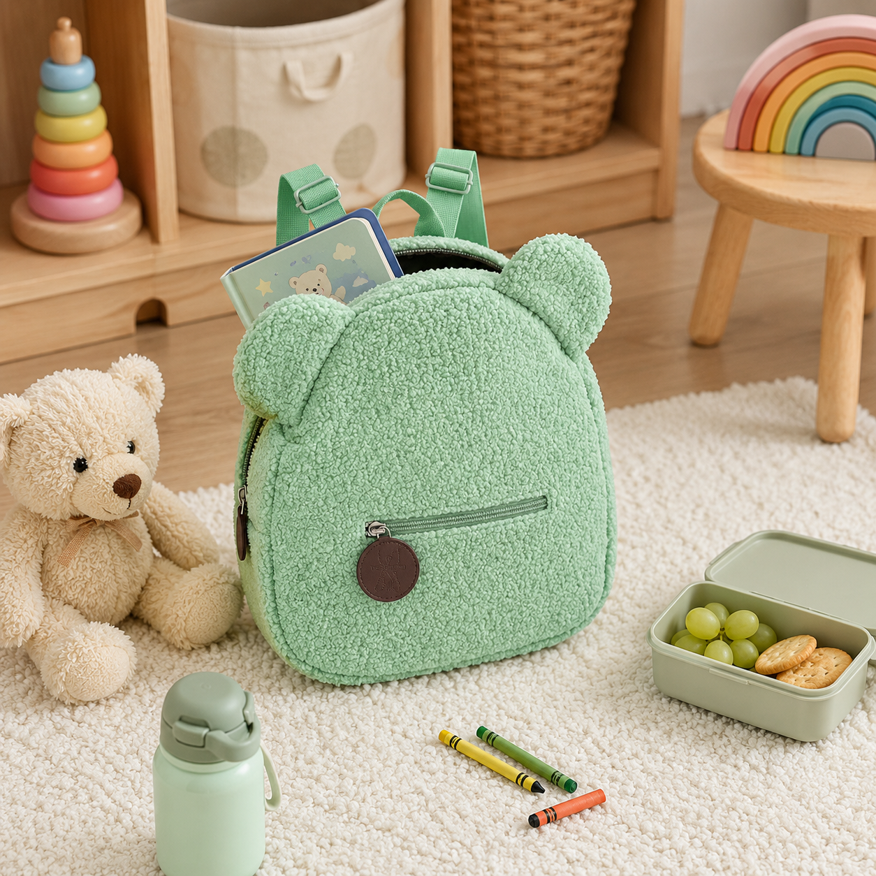 Sherpa Bear Plush Kids Backpack