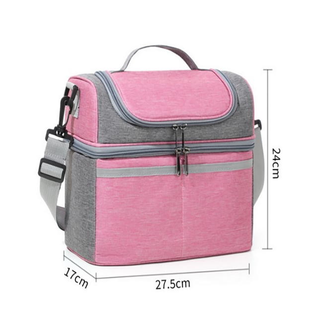 Three Layer Insulated Lunch Bag With Dual Compartment