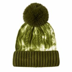 Tie-Dye Knit Beanie with Faux Fur Pom Pom Hat