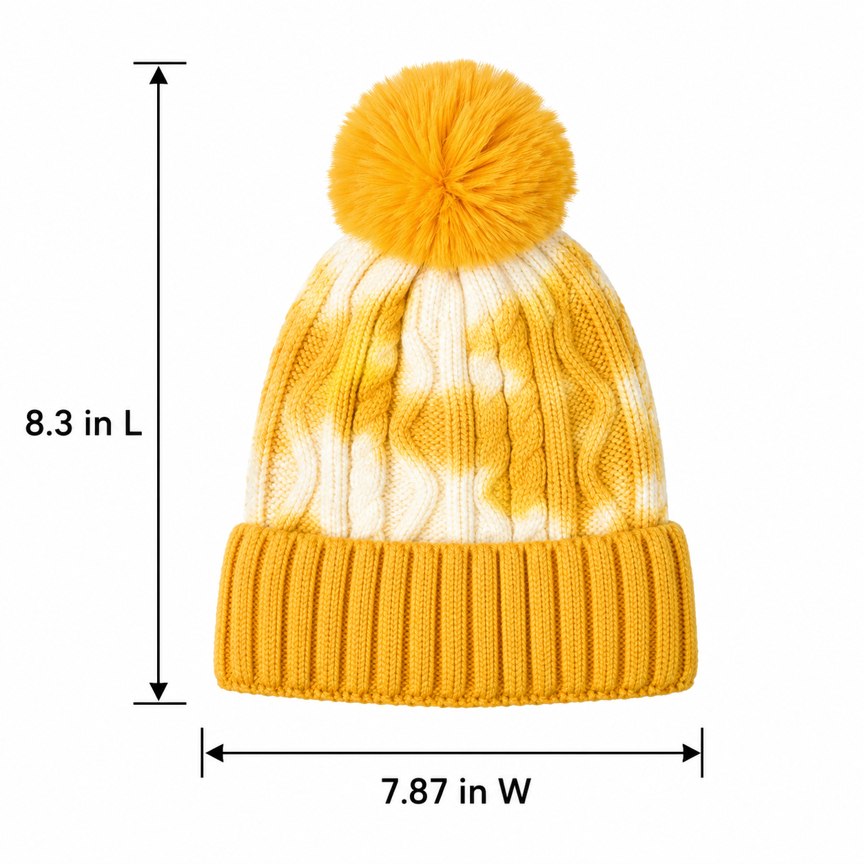 Tie-Dye Knit Beanie with Faux Fur Pom Pom Hat