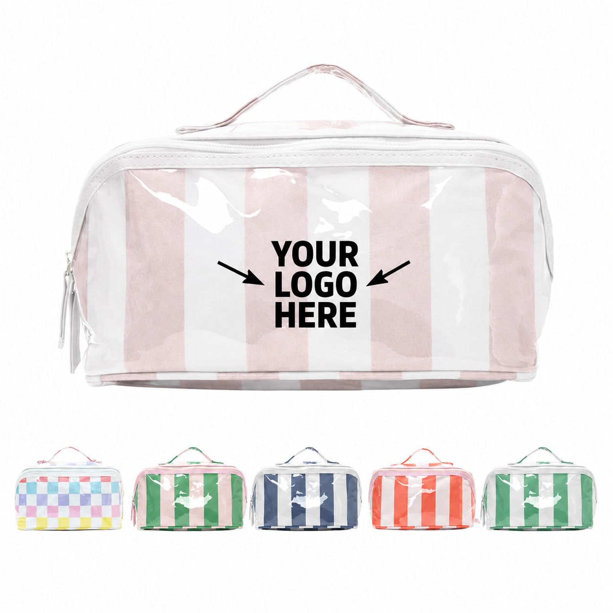 Transparent PVC Checked Pattern Makeup Bag