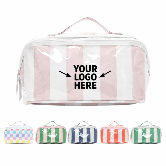 Transparent PVC Checked Pattern Makeup Bag