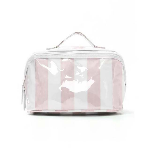 Transparent PVC Checked Pattern Makeup Bag