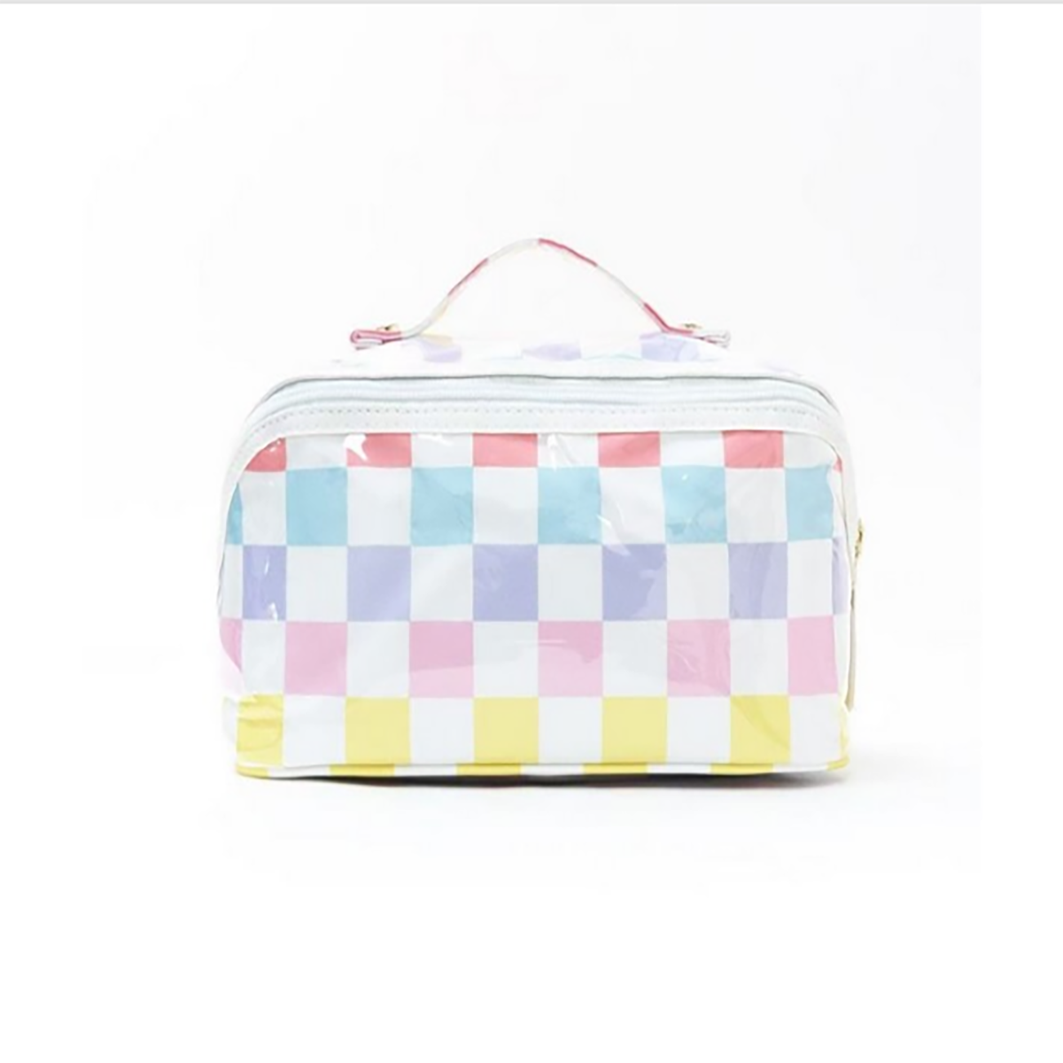 Transparent PVC Checked Pattern Makeup Bag