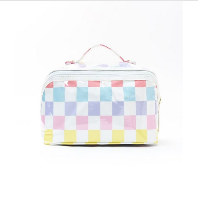 Transparent PVC Checked Pattern Makeup Bag