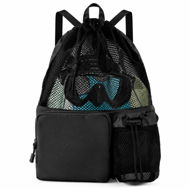 Vertical Mesh Swimming Drawstring Backpack with Dry-Wet Separation Pocket