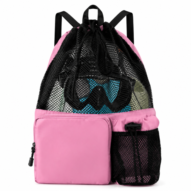 Vertical Mesh Swimming Drawstring Backpack with Dry-Wet Separation Pocket