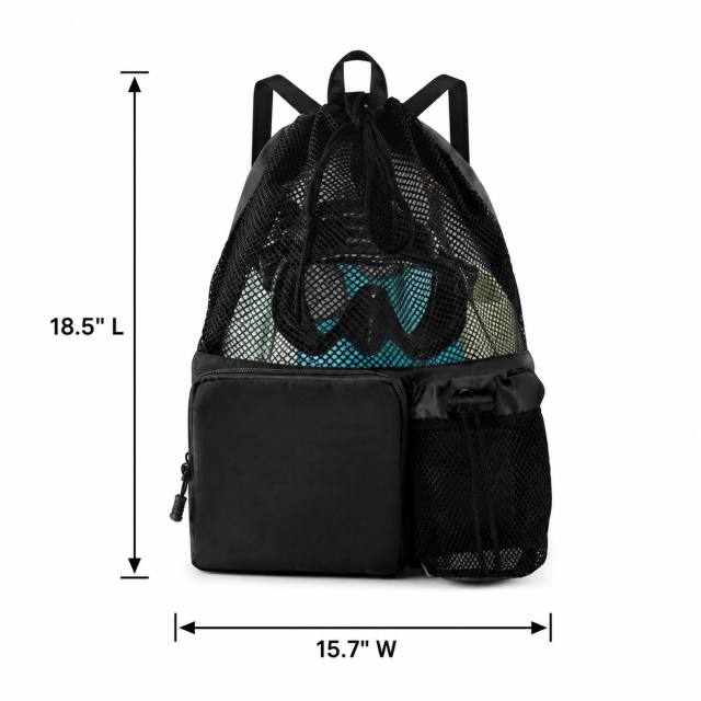 Vertical Mesh Swimming Drawstring Backpack with Dry-Wet Separation Pocket