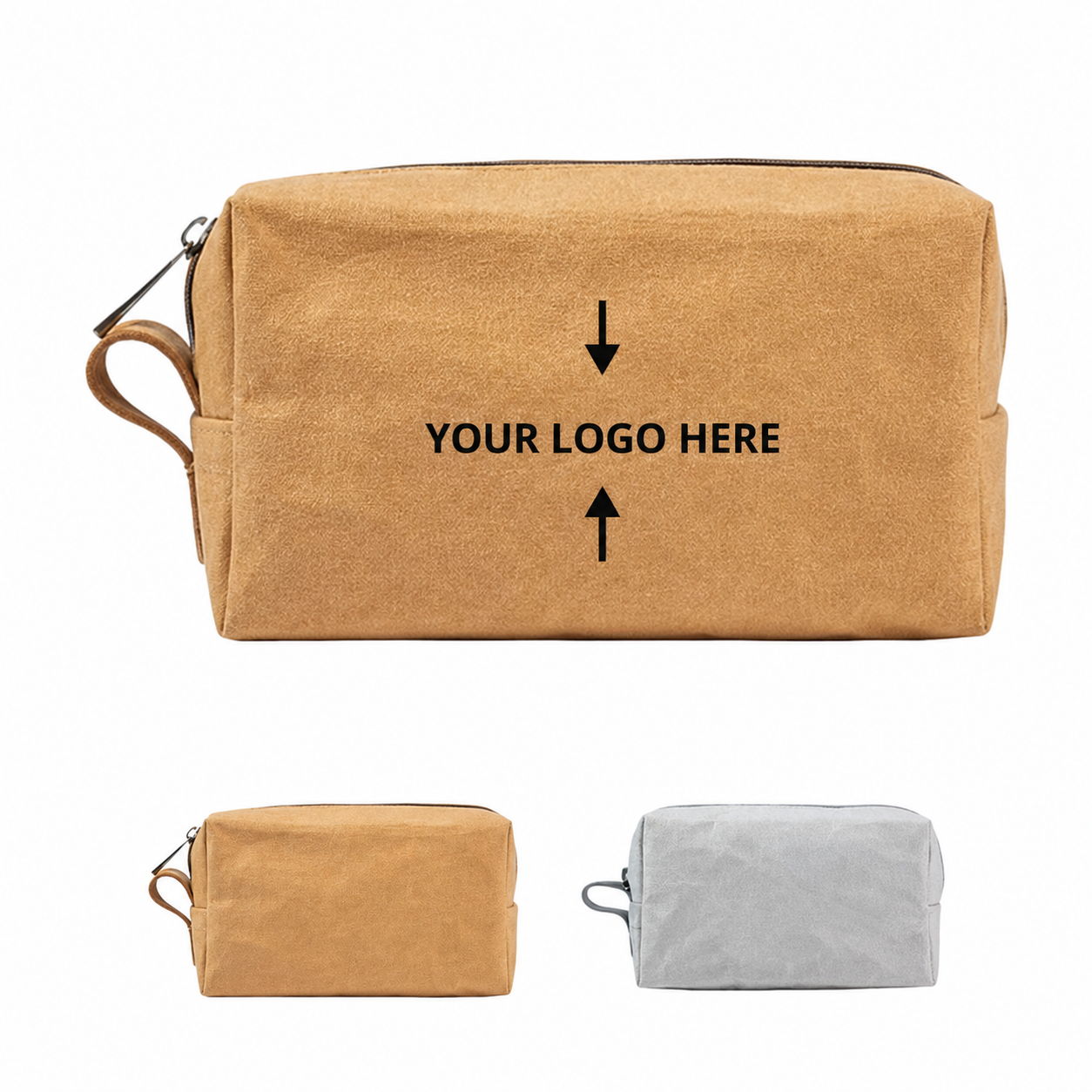 Washed Kraft Paper Cosmetic Storage Bag with Lightweight Portable Design