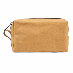 Washed Kraft Paper Cosmetic Storage Bag with Lightweight Portable Design
