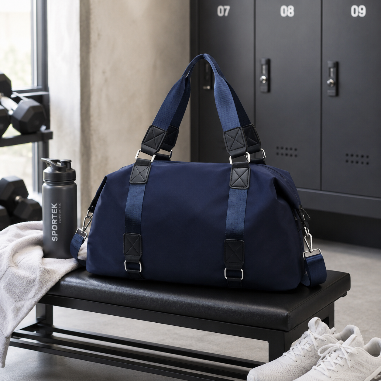 Water Resistant 600D Polyester Sports Duffel Bag With Shoe Compartment