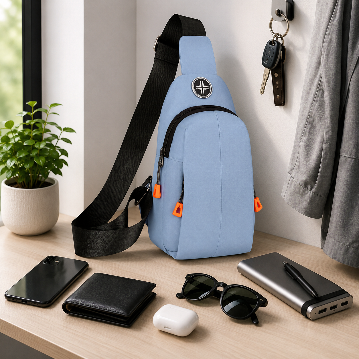 Water Resistant Composite Oxford Crossbody Bag With Multi Layer Storage