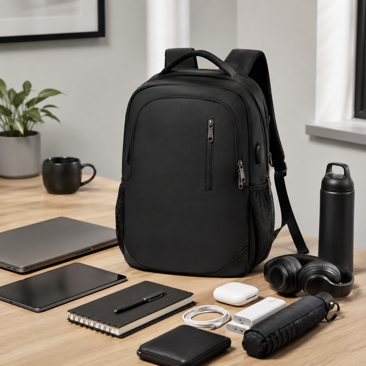 Water Resistant Laptop Backpack with Dual Compartments