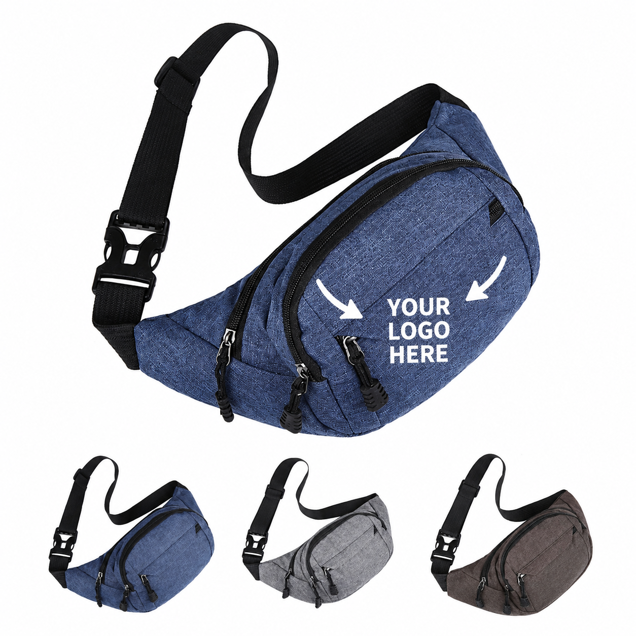 Water Resistant Oxford Running Waist Belt With Zipper Pocket