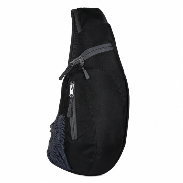 Water Resistant Polyester Sling Backpack With Foldable Outdoor Design
