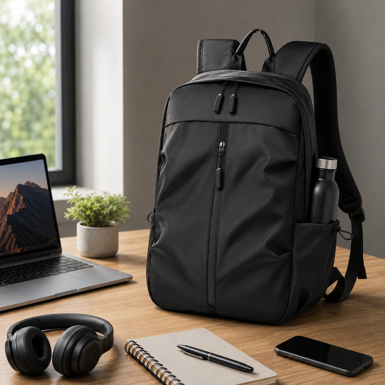 Water Resistant Polyester USB Laptop Backpack
