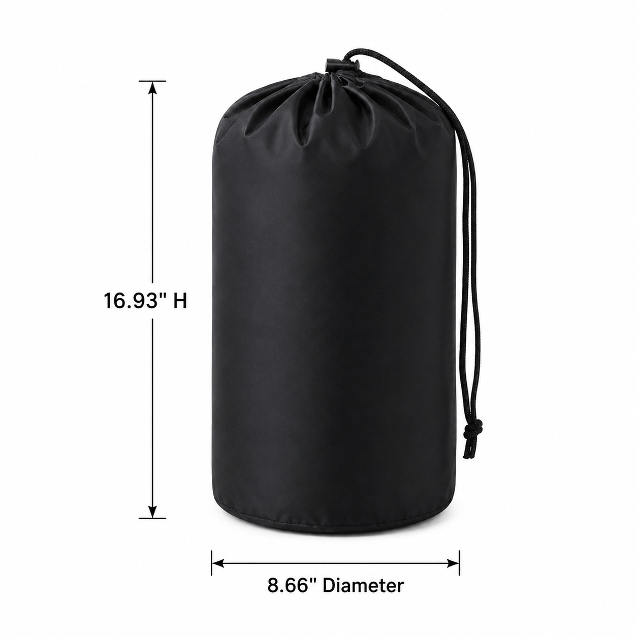 Waterproof 210D Polyester Cylindrical Travel Storage Bag With Drawstring Closure