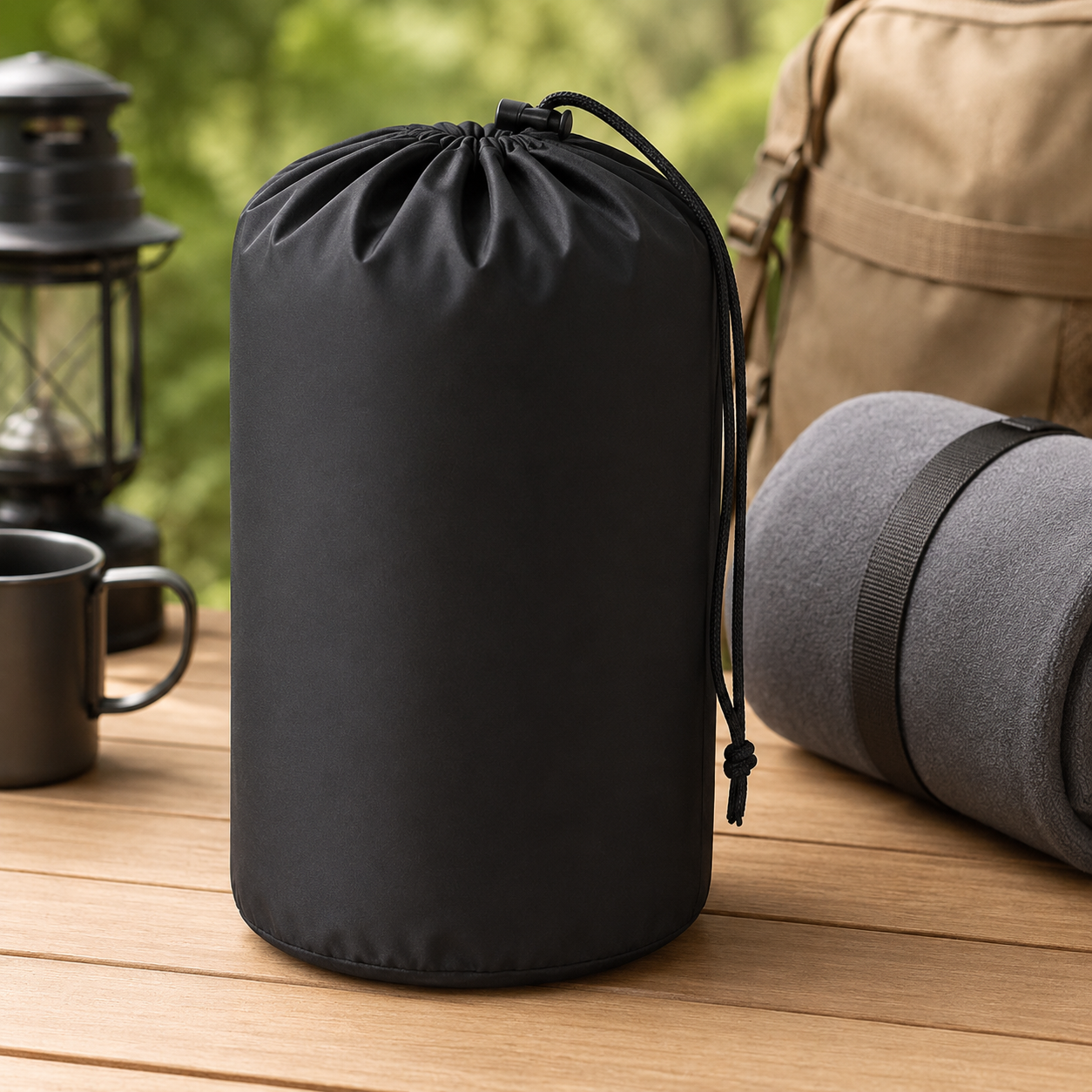 Waterproof 210D Polyester Cylindrical Travel Storage Bag With Drawstring Closure