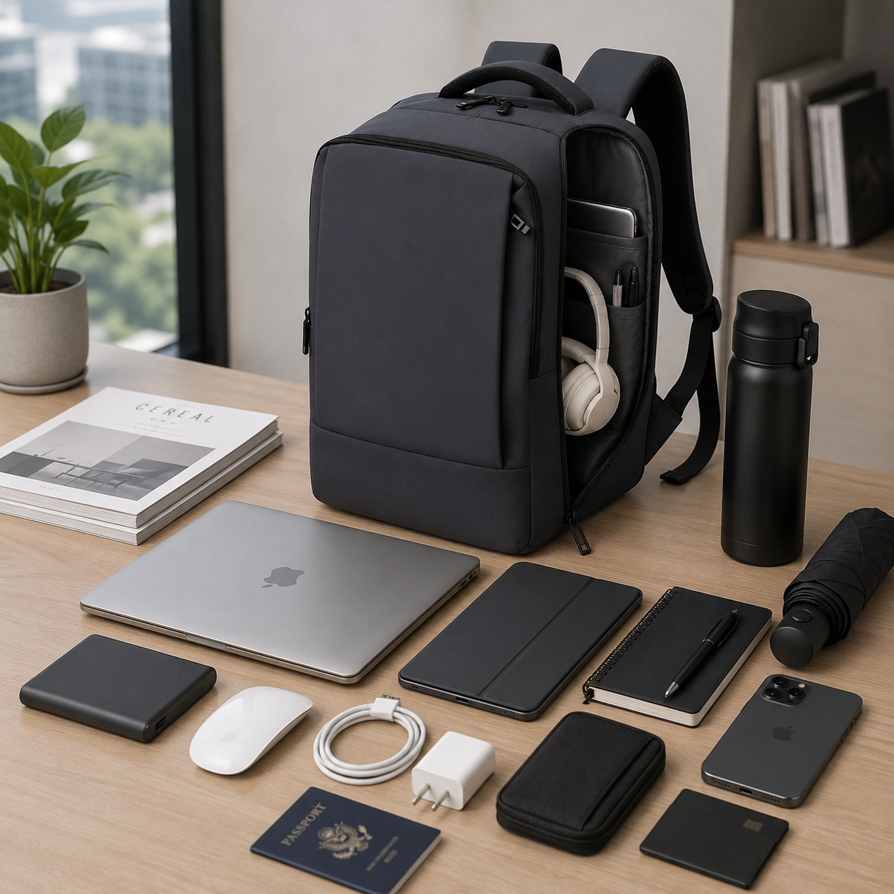 Waterproof Business Laptop Backpack With USB Charging Port