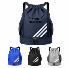 Waterproof Drawstring Gym Backpack with Shoe Compartment