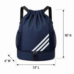 Waterproof Drawstring Gym Backpack with Shoe Compartment