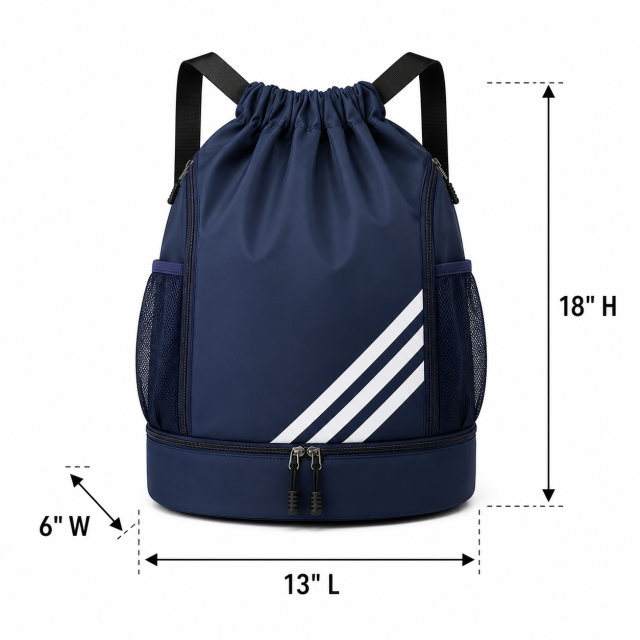Waterproof Drawstring Gym Backpack with Shoe Compartment