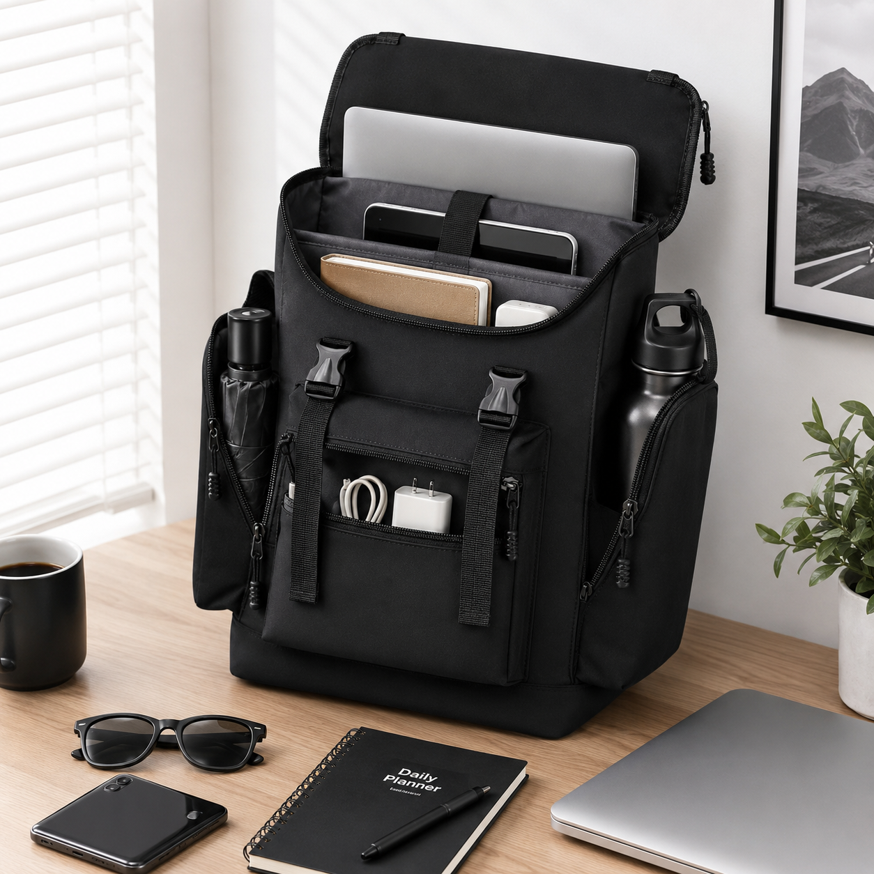 Waterproof Laptop Backpack With Breathable Comfort And Multi Pocket Storage