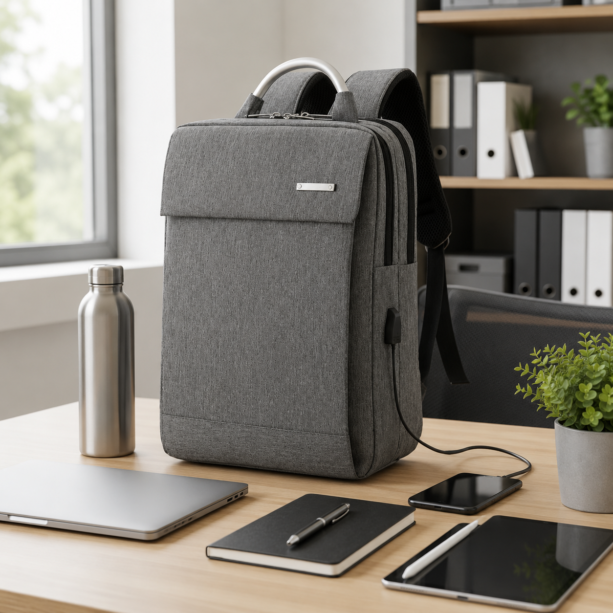 Waterproof Nylon Oxford USB Computer Backpack
