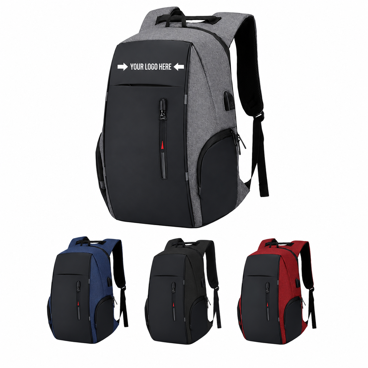Waterproof Oxford USB Laptop Backpack with Reflective Strips