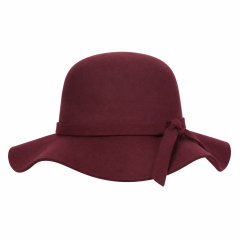 Women’s Wide Brim Wool Floppy Hat with Ribbon Band