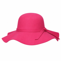 Women’s Wide Brim Wool Floppy Hat with Ribbon Band