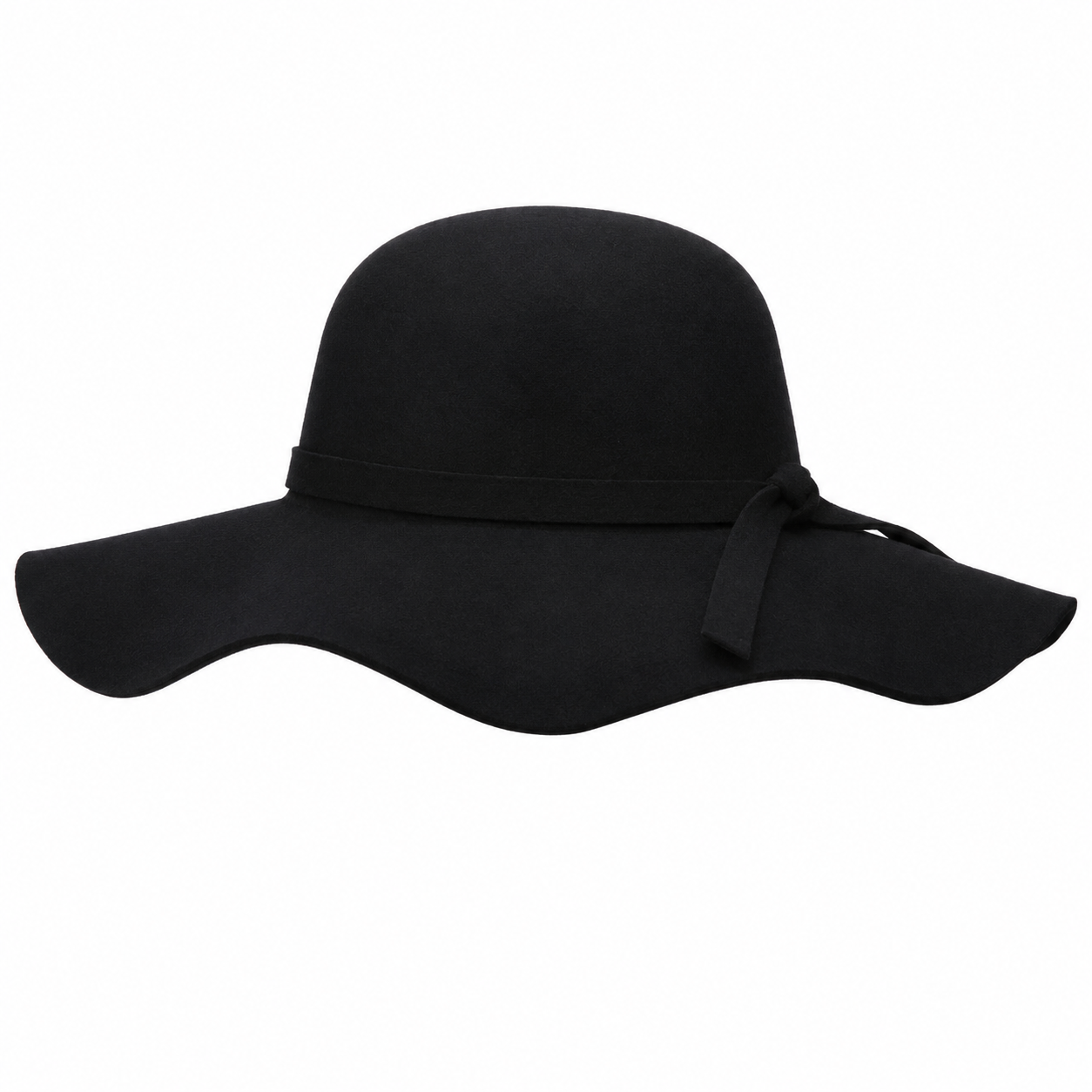 Women’s Wide Brim Wool Floppy Hat with Ribbon Band