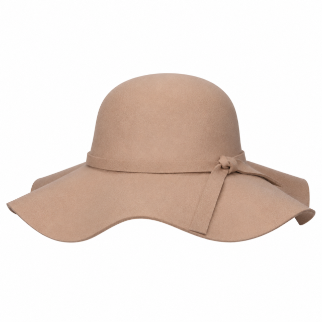 Women’s Wide Brim Wool Floppy Hat with Ribbon Band