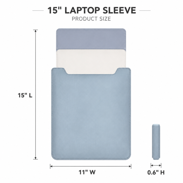 15-Inch PU Leather Laptop Sleeve and Mouse Pad