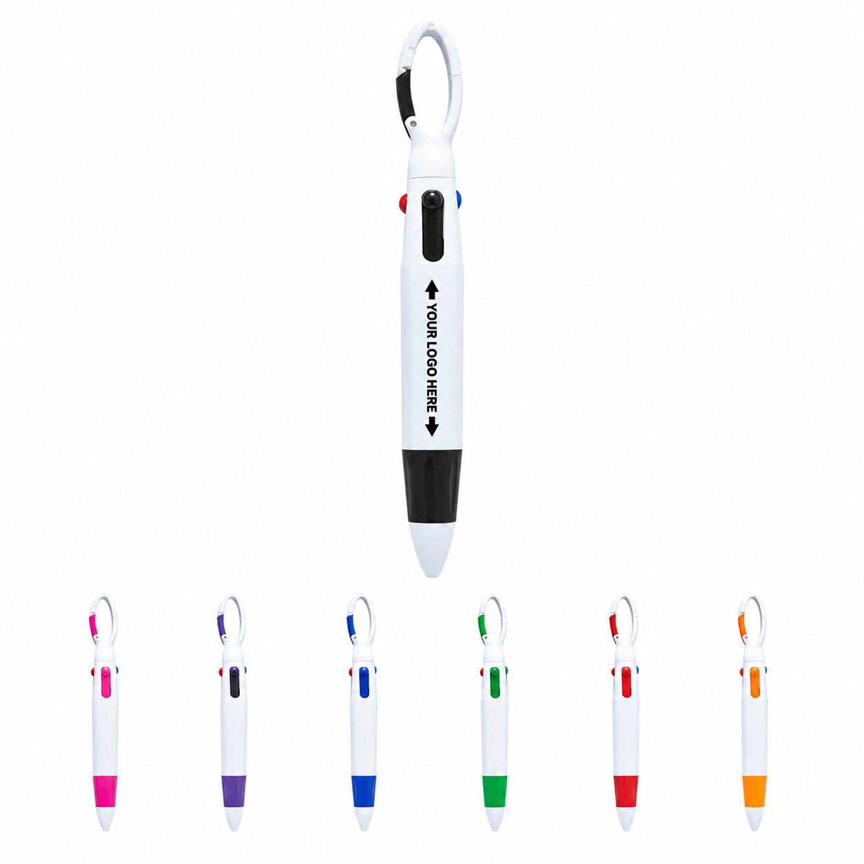 4-Color Ballpoint Pen With Carabiner